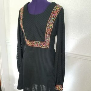 Black Baby Doll Embroidered Dress